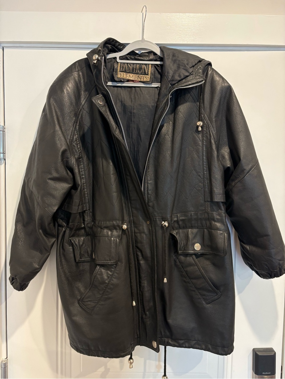 Vintage Black Hooded Leather Jacket
